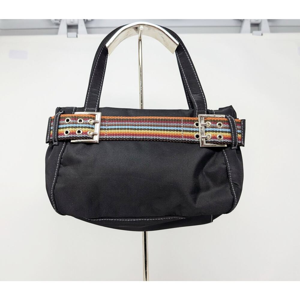Vintage Y2K Black Rainbow Trim Hand Bag Purse New - Picture 3 of 10